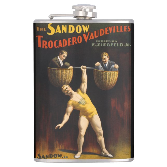Sandow Eugen Sandow Vaudeville Weightlifter Flachmann (Vorderseite)