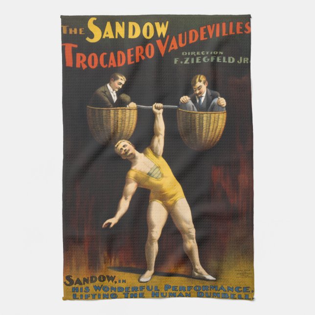Sandow Eugen Sandow Vaudeville Weightlifter Geschirrtuch (Vertikal)