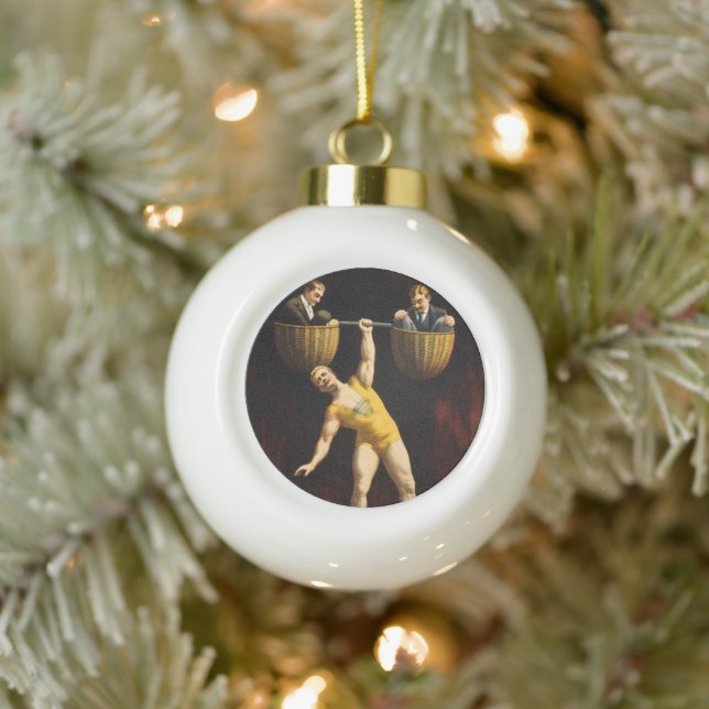 Sandow Eugen Sandow Vaudeville Weightlifter Keramik Kugel-Ornament (Baum)