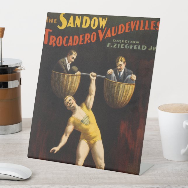 Sandow Eugen Sandow Vaudeville Weightlifter Sockelschild (In Situ)