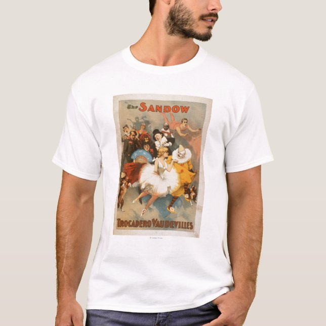 Sandow Trocadero Varieté-Karnevals-Thema T-Shirt (Vorderseite)
