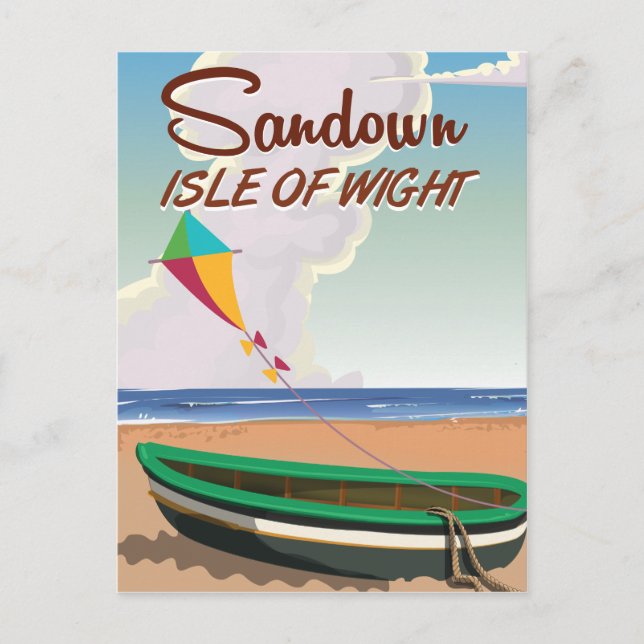 Sandown, Isle of Wight Vintage Reiseplakat Postkarte (Vorderseite)