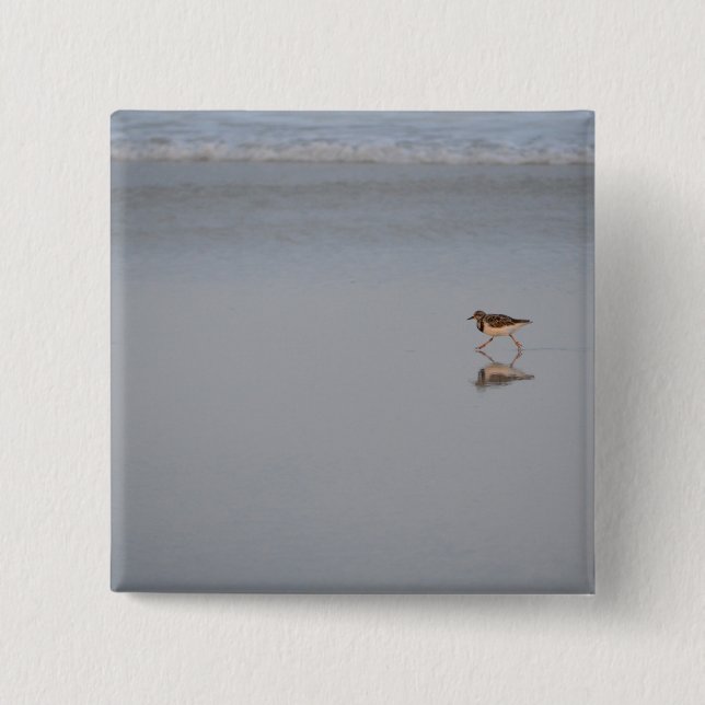 Sandpiper am Strand Button (Vorderseite)