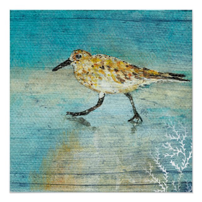 Sandpiper Beach Shorebird Wetterkunst Print Poster (Vorderseite)