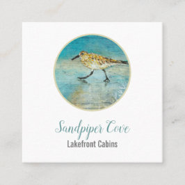 Sandpiper Bird Beach Coastal Rental Quadratische Visitenkarte