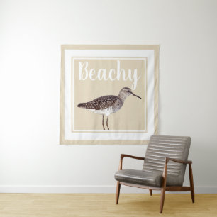 Sandpiper Bird & Sandy Beige Wandteppich