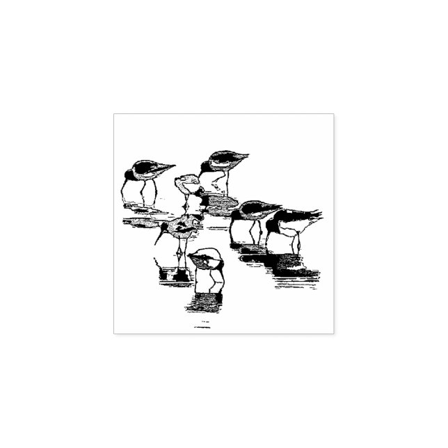 Sandpiper Birds Beach Animals Wood Briefmarke Gummistempel (Prägung)