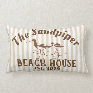 Sandpiper Birds & Stripes Beach House Neutral Lendenkissen