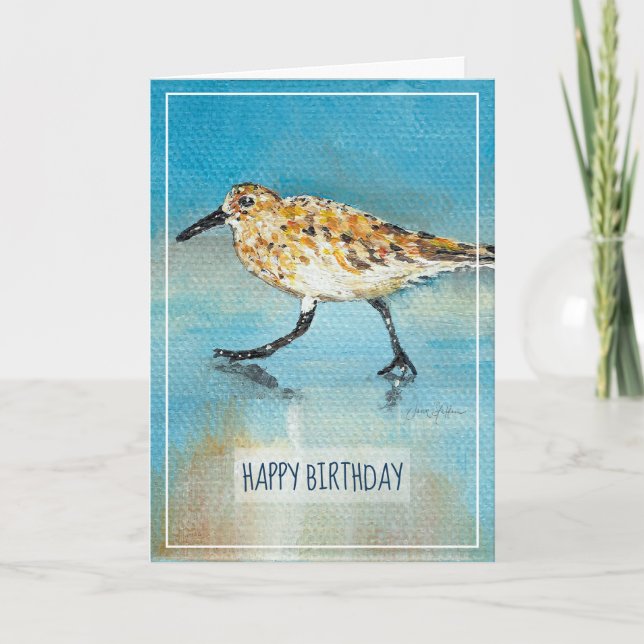 Sandpiper Shorebird Coastal Beach Happy Birthday C Karte (Vorderseite)