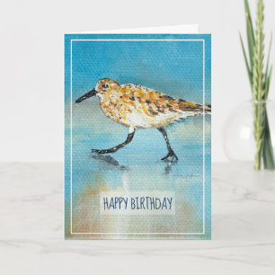 Sandpiper Shorebird Coastal Beach Happy Birthday C Karte