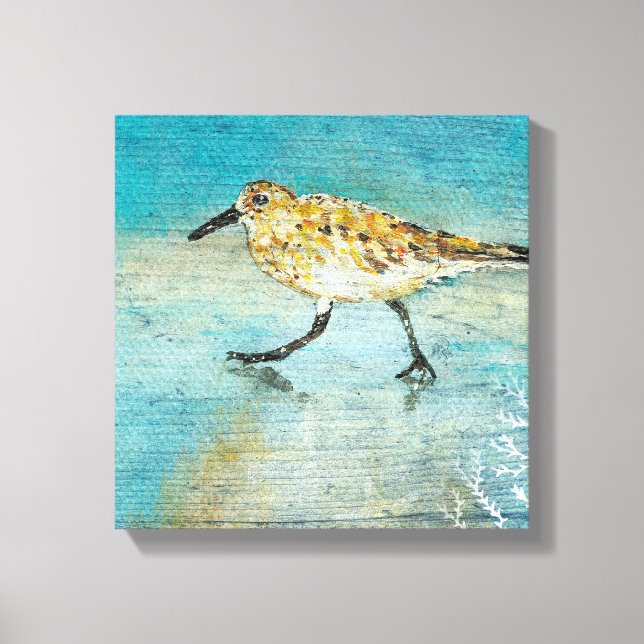 Sandpiper Wading Shorebird Weathered Look Leinwand (Vorderseite)