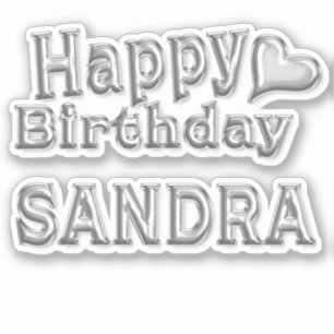 Sandra Happy Birthday silver Aufkleber Sticker