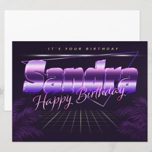 Sandra Name Vorname lila retro Karte Geburtstag