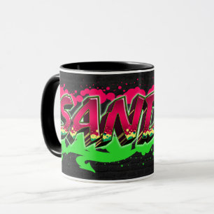 Sandra Vorname Name Graffiti red green Tasse