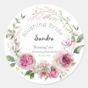 Sandras Bridal Bloom Wasserfarbendusche Runder Aufkleber