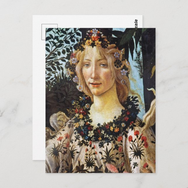Sandro Botticell - Frühling - Büste der Flora Postkarte (Vorne/Hinten)