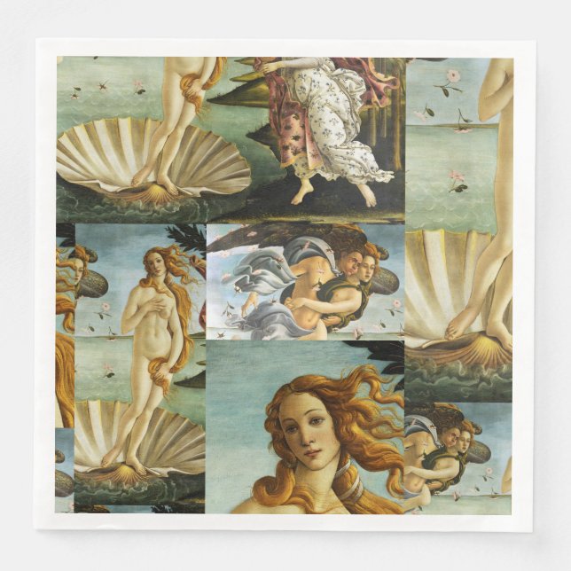 Sandro Botticelli "Die Geburt der Venus - Collage" Serviette (Vorderseite)