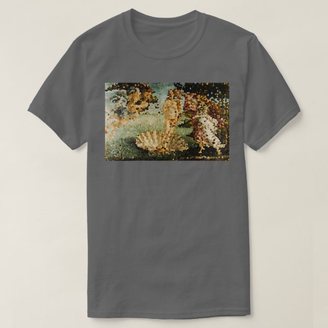 Sandro Botticelli Die Geburt von Venus pixated Art T-Shirt (Design vorne)