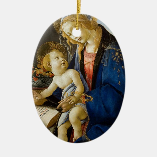 Sandro Botticelli - die Jungfrau und das Kind Keramik Ornament (Vorne)
