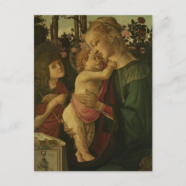 Sandro Botticelli: Die Madonna und das Kind mit He Postkarte (Vorderseite)
