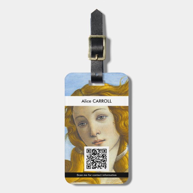 Sandro Botticelli - Geburt der Venus - QR-Code Gepäckanhänger (Vorderseite vertikal)