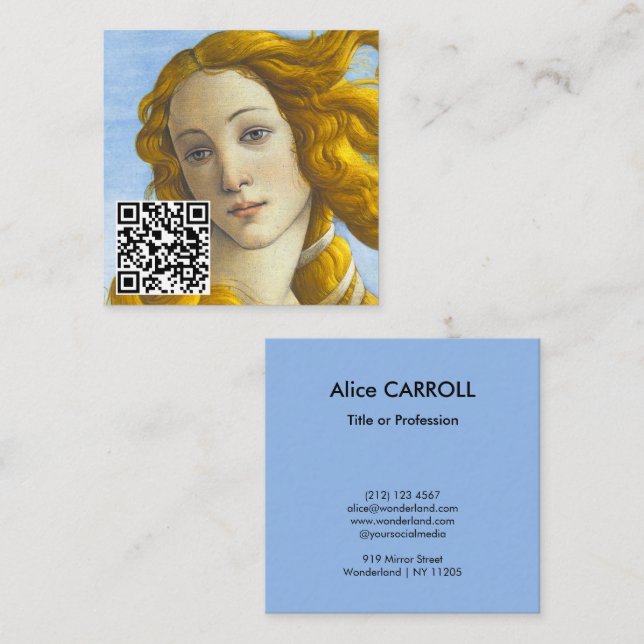 Sandro Botticelli - Geburt der Venus - QR-Code Quadratische Visitenkarte (Vorne/Hinten)