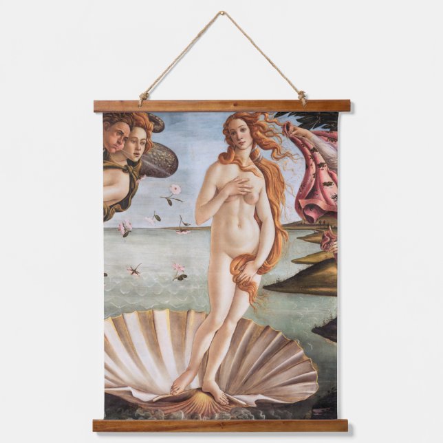 Sandro Botticelli - Geburt der Venus Wandteppich Mit Holzrahmen (Vorderseite)