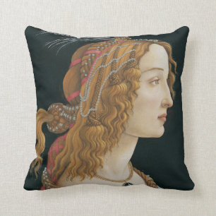 Sandro Botticelli - Idealiserte Porträt einer Dame Kissen