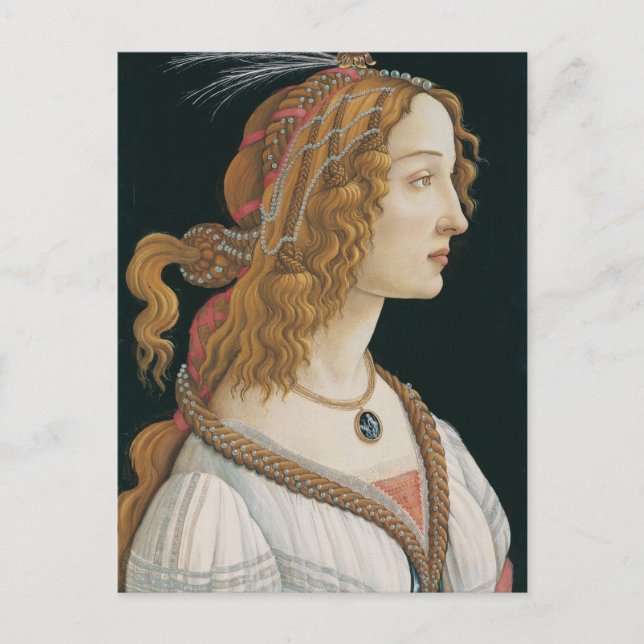 Sandro Botticelli - Idealisiertes Portrait einer D Postkarte (Vorderseite)