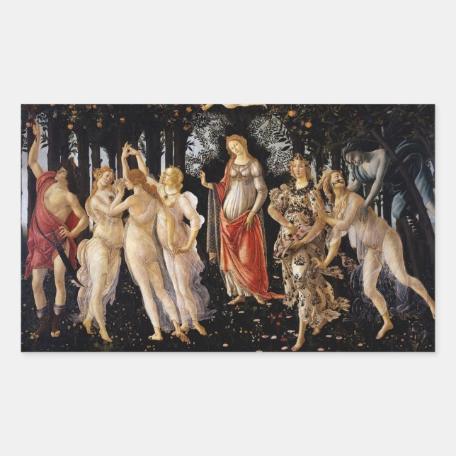 Sandro Botticelli - La Primavera Rechteckiger Aufkleber (Vorderseite)