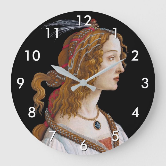 Sandro Botticelli - Portrait von Simonetta Vespucc Große Wanduhr (Vorderseite)