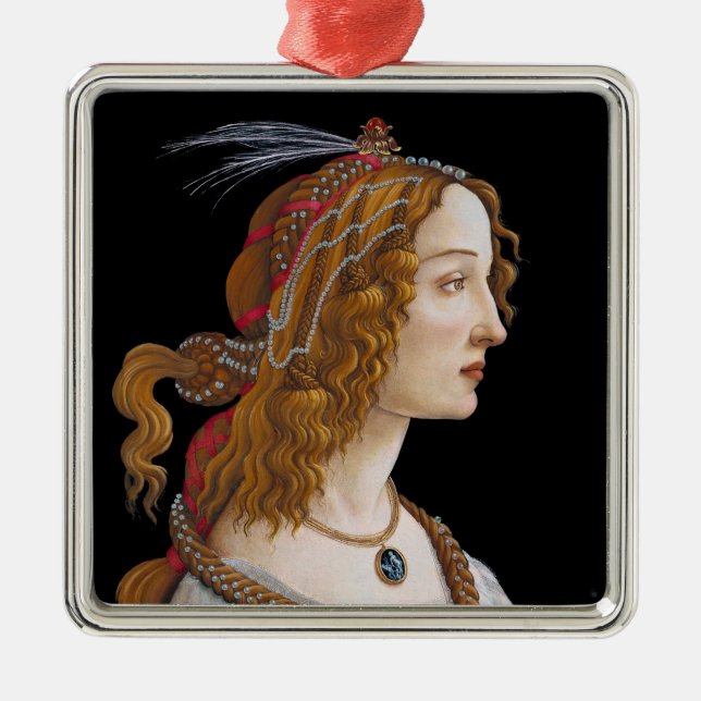 Sandro Botticelli - Portrait von Simonetta Vespucc Ornament Aus Metall (Vorne)