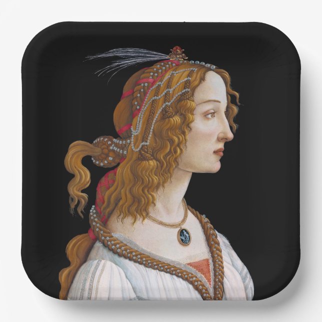 Sandro Botticelli - Porträt der Simonetta Vespucci Pappteller (Vorderseite)