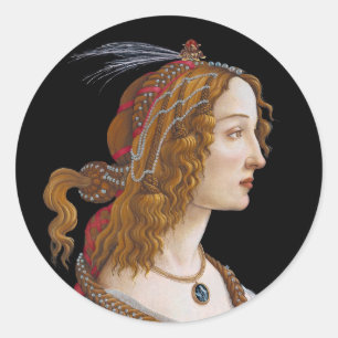 Sandro Botticelli - Porträt der Simonetta Vespucci Runder Aufkleber