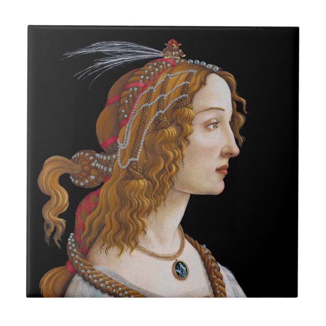 Sandro Botticelli - Porträt von Simonetta Vespucci Fliese (Vorderseite)