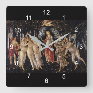 Sandro Botticelli , Primavera(Frühling) ス エ ア 壁 時 Quadratische Wanduhr