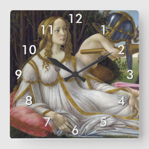 Sandro Botticelli - Venus and Mars, left side Quadratische Wanduhr