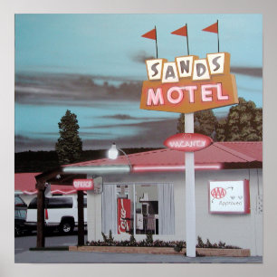 Sands Motel auf Route 66 Retro Neon Poster