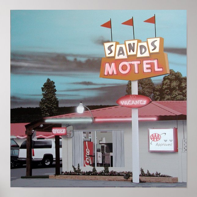 Sands Motel auf Route 66 Retro Neon Poster (Vorne)
