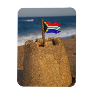 Sandschloss mit südafrikanischer Flagge, Umhlanga Magnet