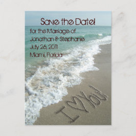 Sandschrift am Strand Save the Date Postkarte
