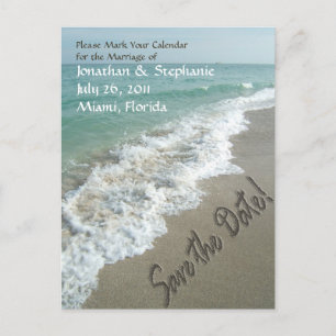 Sandschrift am Strand Save the Date Postkarte