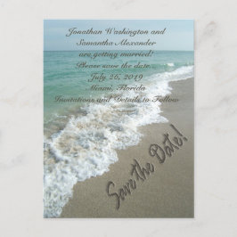 Sandschrift am Strand Save the Date Postkarte