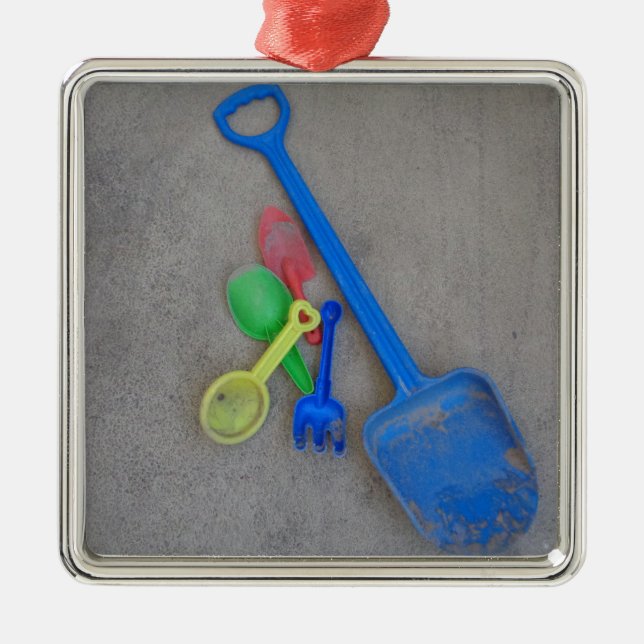 Sandschuhe, Kinderspielplatz, Sommer Silbernes Ornament (Vorne)