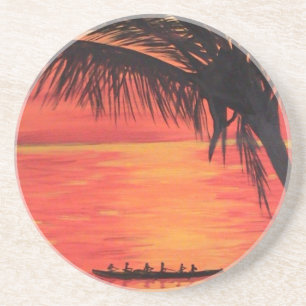 Sandstein-Achterbahn Orange Sunset Kanupaddler Getränkeuntersetzer