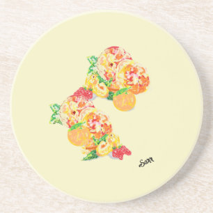 Sandstein-Untersetzer: Farbige Früchte Getränkeuntersetzer