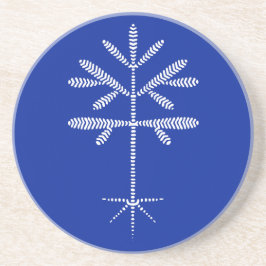 Sandstein Untersetzer in Blau mit weißem Sapling