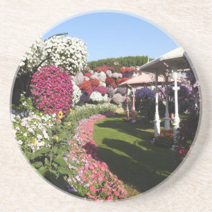 Sandstein Untersetzer mit Petunien