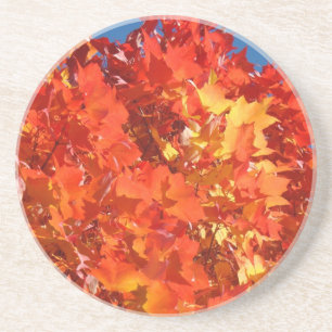 Sandstein-Untersetzer Orange Herbstlaub Getränkeuntersetzer