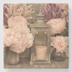 Sandstein Untersetzer Peonies, Lanterns und Crates